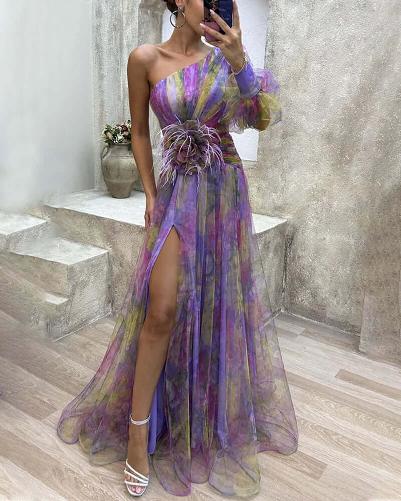 Elara | Geblümtes Plisseekleid
