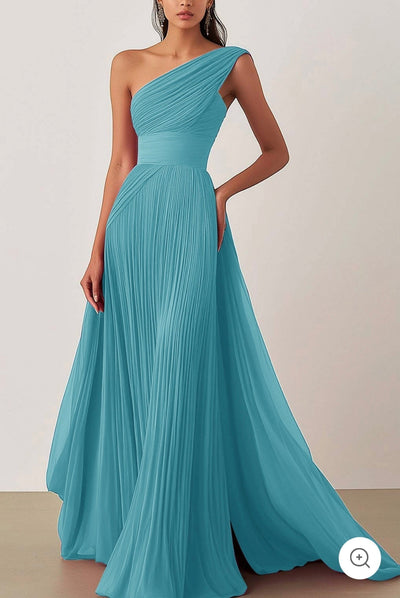 Ariella | One-Shoulder-Plissee-Abendkleid