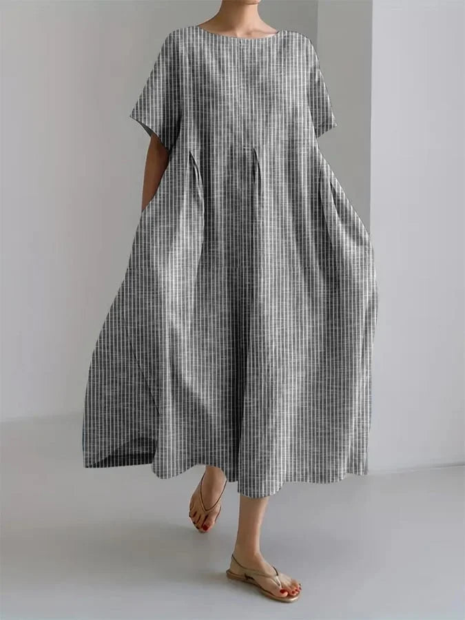 Lässiges Damenkleid mit Retro-Streifendesign und lockerem Schnitt