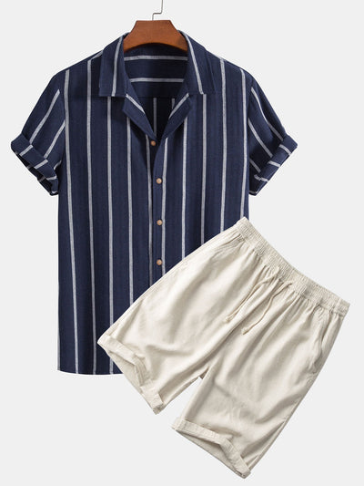 Sören | Set aus gestreiftem Hemd und Shorts