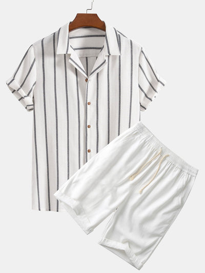 Sören | Set aus gestreiftem Hemd und Shorts