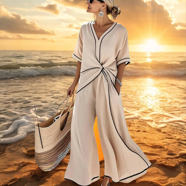 Joanna | Eleganter Jumpsuit mit Kontrastbesatz