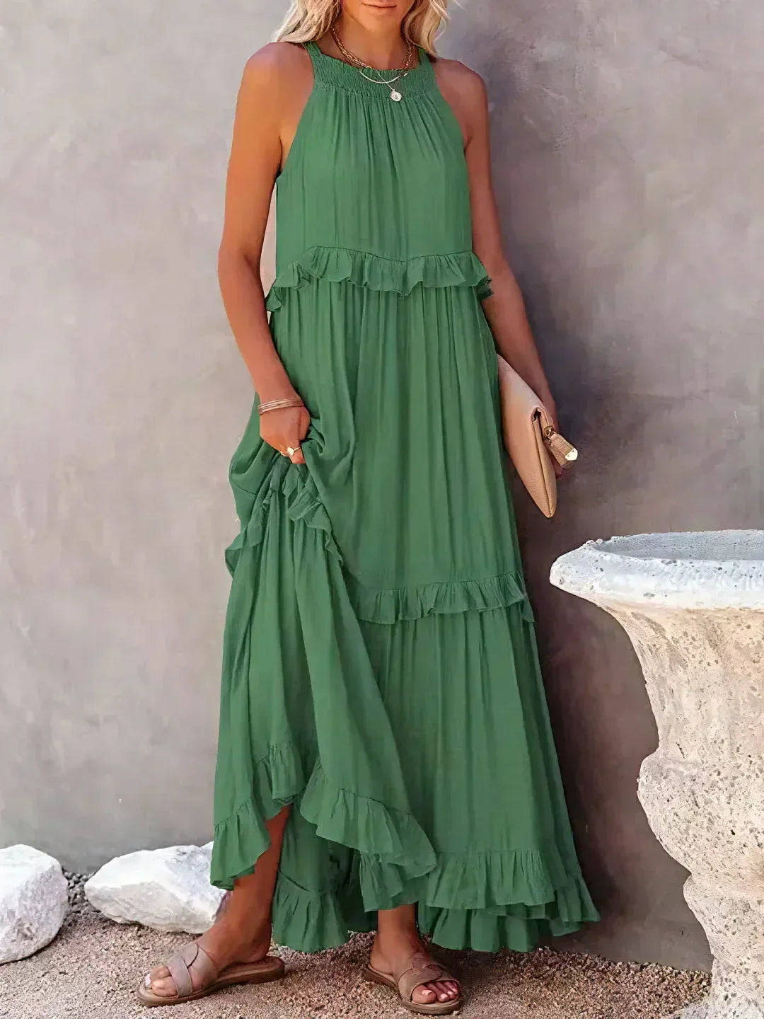 Christa | Schickes Neckholder-Rüschenkleid