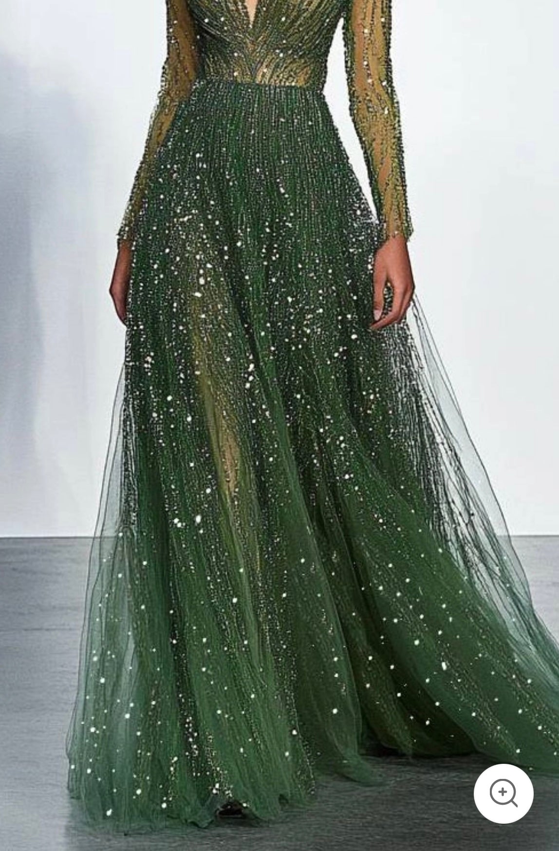 Elaris | Dunkelgrünes Abendkleid mit Pailletten und langen Ärmeln