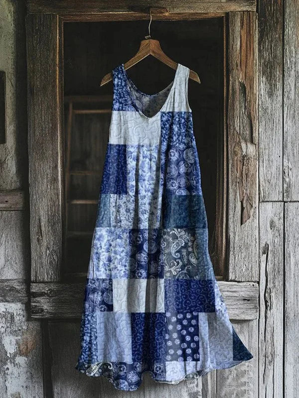 Garance – Patchwork Blue Dress