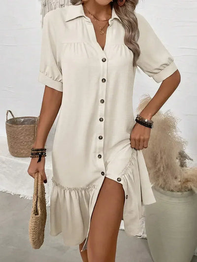 Layla – Dress with Buttons and Ruffle Hem
