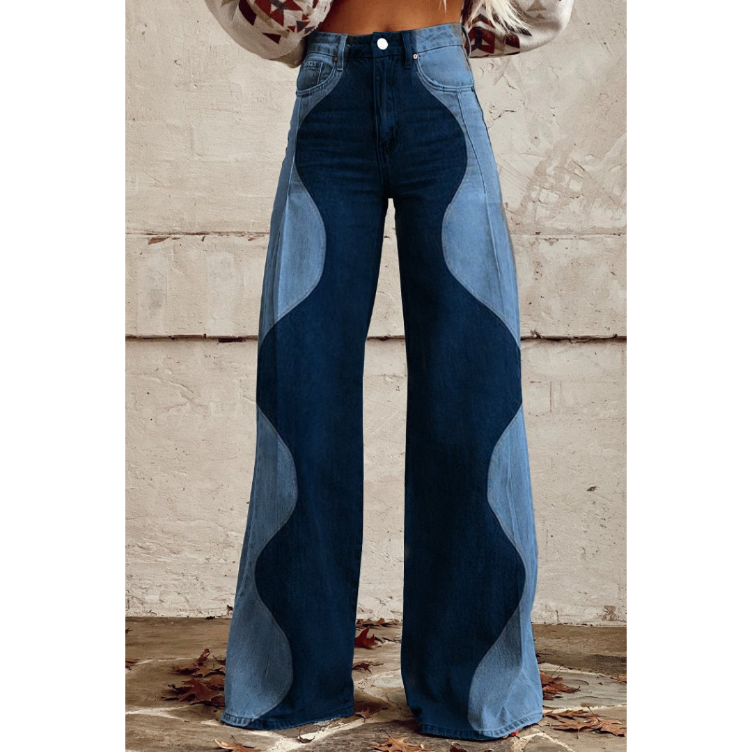 Damaris | Jeans mit weitem Bein und Wellenmuster