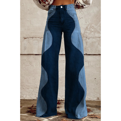 Damaris | Jeans mit weitem Bein und Wellenmuster