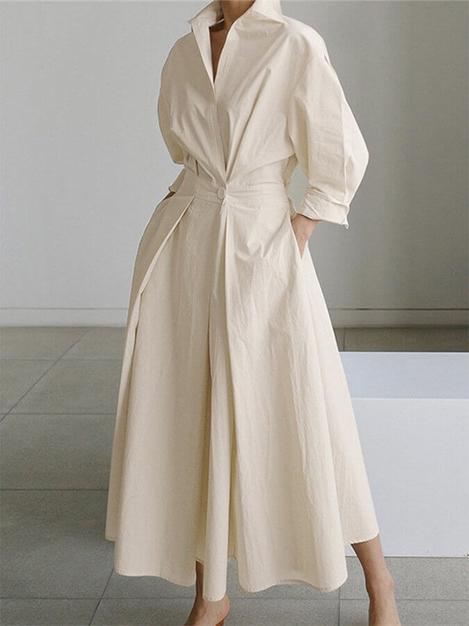 Mila | Stilvolles Hemd-Maxikleid