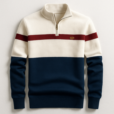  RetroStripe-Pullover mit Viertelreißverschluss