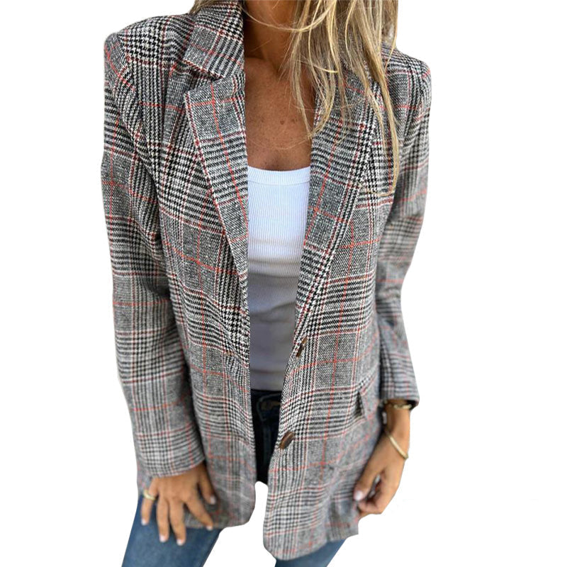 Karierter Damen-Blazer im Oversize-Look