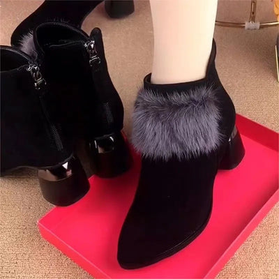 Warm rabbit fur boots