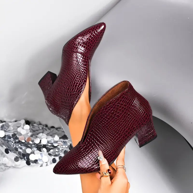 Elegant, sexy women's ankle boots with a V-cut