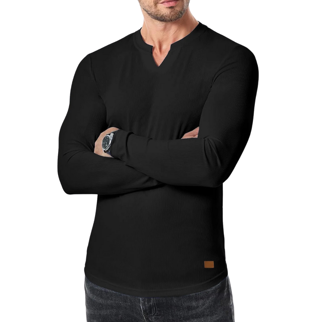 Langärmliges, strukturiertes Muskelshirt