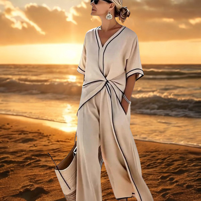 Joanna | Eleganter Jumpsuit mit Kontrastbesatz