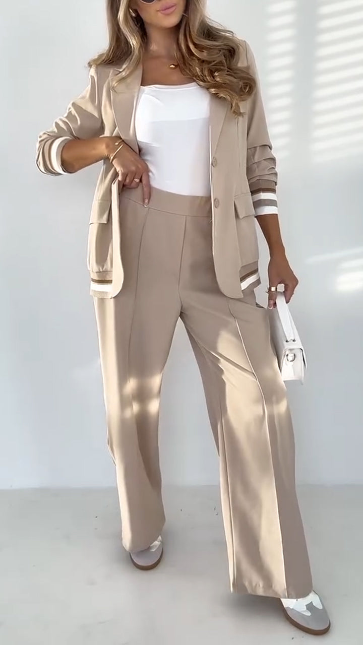 Monika | Elegantes gestreiftes Revers-Set