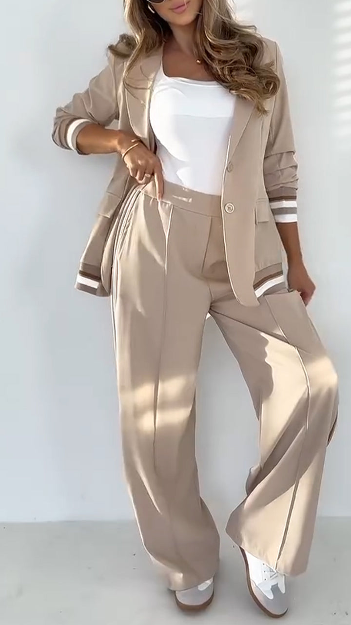 Monika | Elegantes gestreiftes Revers-Set