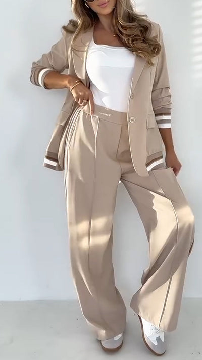 Monika | Elegantes gestreiftes Revers-Set