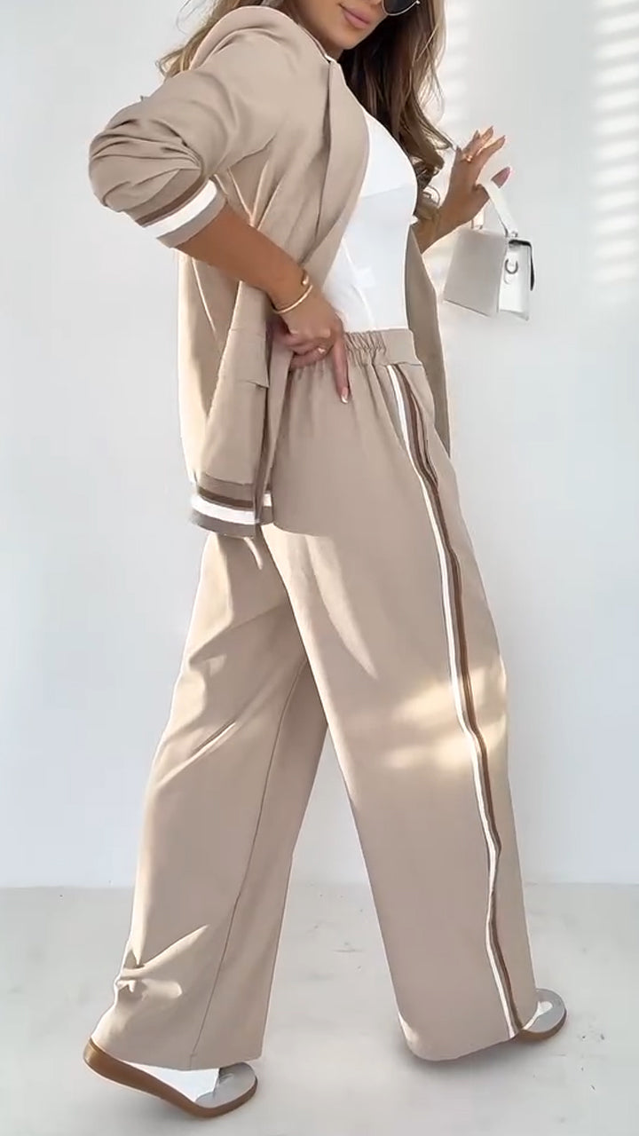 Monika | Elegantes gestreiftes Revers-Set