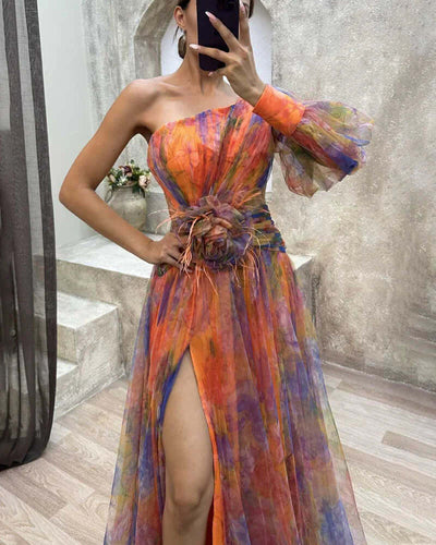 Elara | Geblümtes Plisseekleid