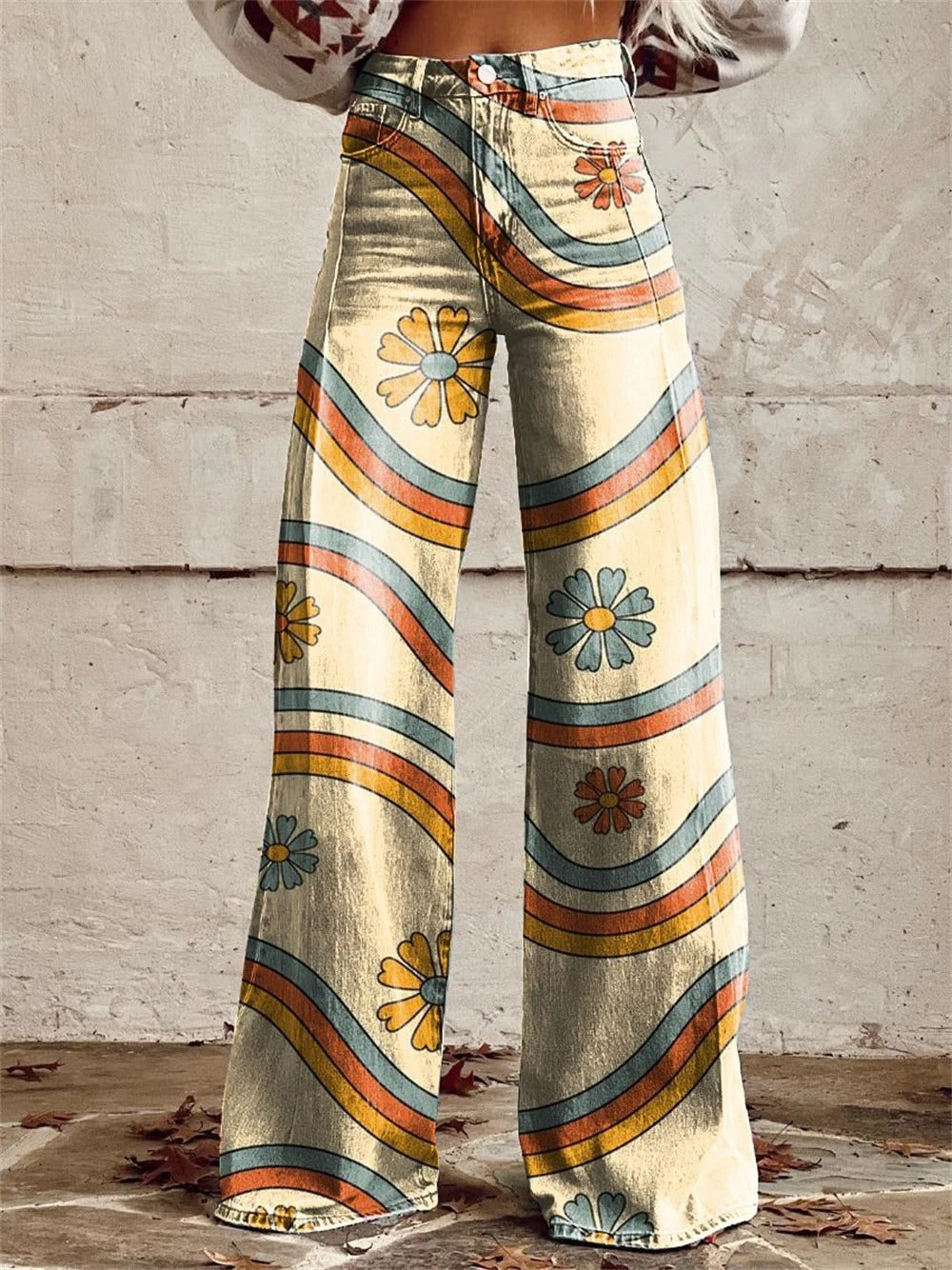 Lily - Multicolored Striped Wide-Leg Fashion Pants