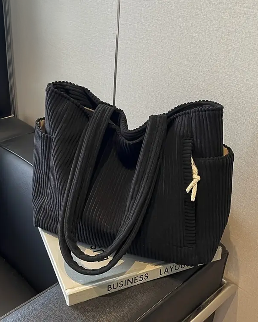 Tilda – Gerippte Tragetasche mit Kordeldetail