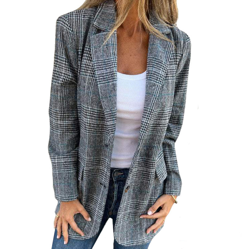 Karierter Damen-Blazer im Oversize-Look