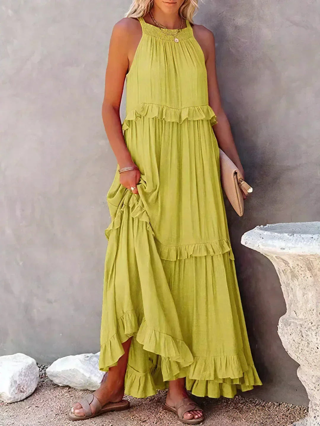 Christa | Schickes Neckholder-Rüschenkleid