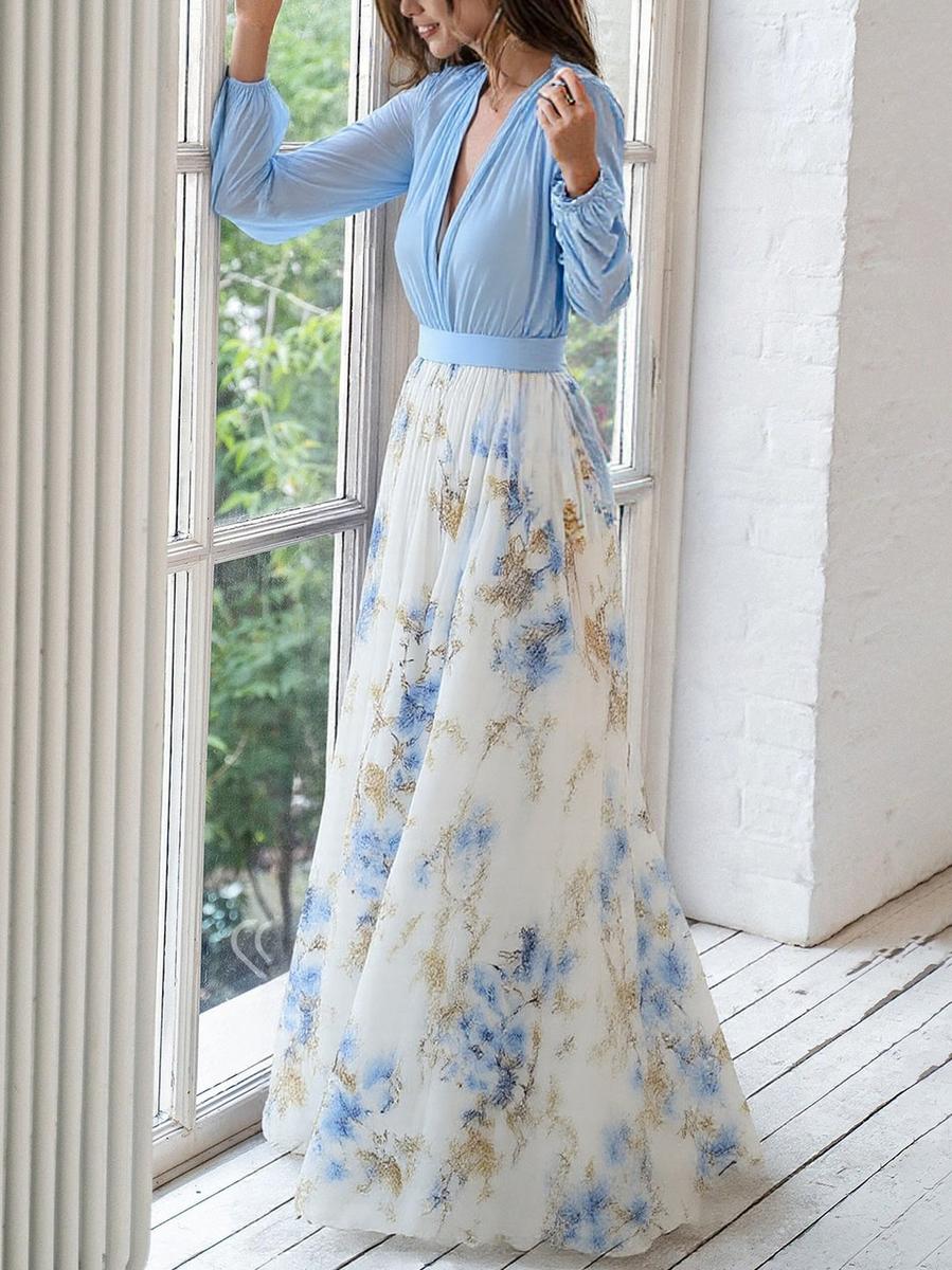 Elena – Langes Kleid mit Blumenmuster