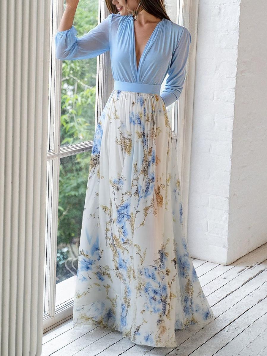 Elena – Langes Kleid mit Blumenmuster