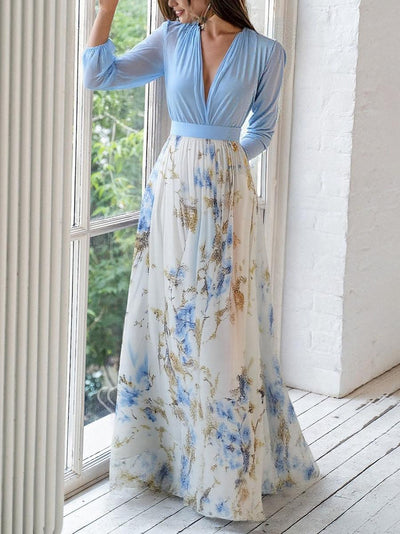 Elena – Langes Kleid mit Blumenmuster