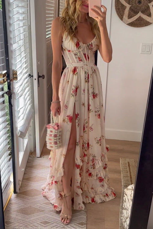 Yuna – Langes Kleid mit Blumenmuster