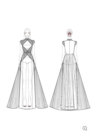 Eloré | Skulpturales Abendkleid in Lavendel