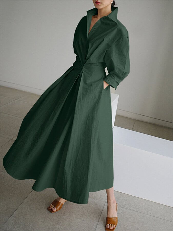 Mila | Stilvolles Hemd-Maxikleid