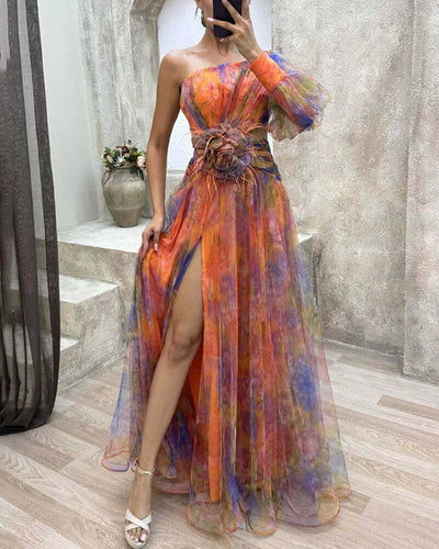 Elara | Geblümtes Plisseekleid