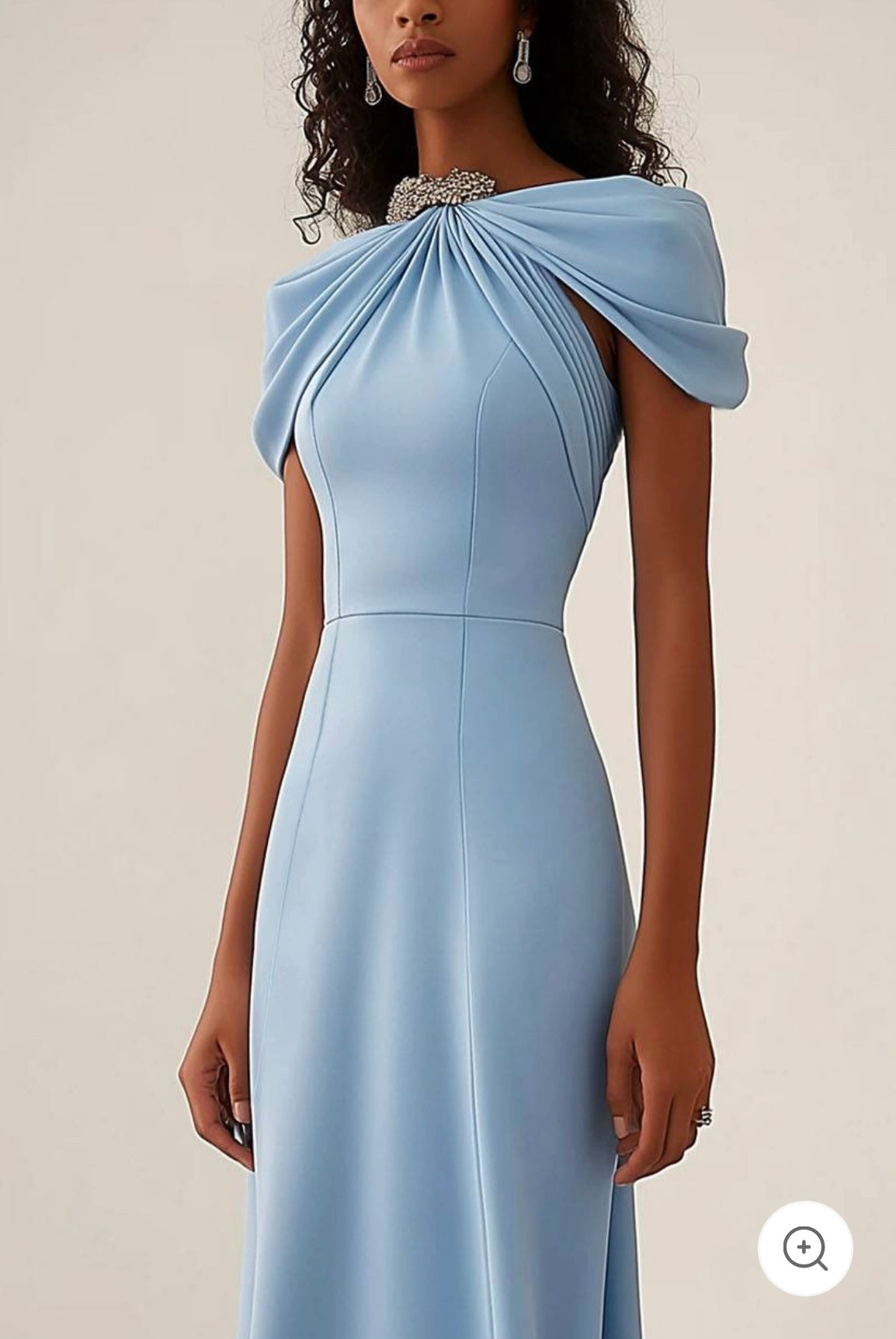 Cléa | Hellblaues Kleid mit schickem Ausschnitt und Schleifendetail