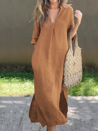 Verena | Elegantes Maxikleid mit V-Ausschnitt