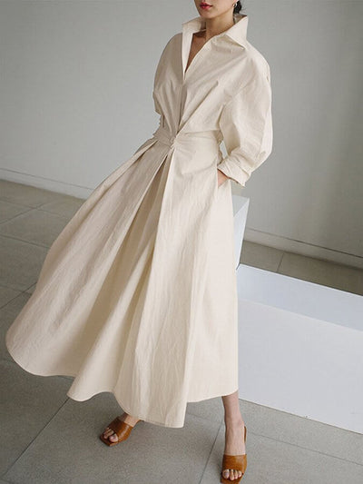 Mila | Stilvolles Hemd-Maxikleid