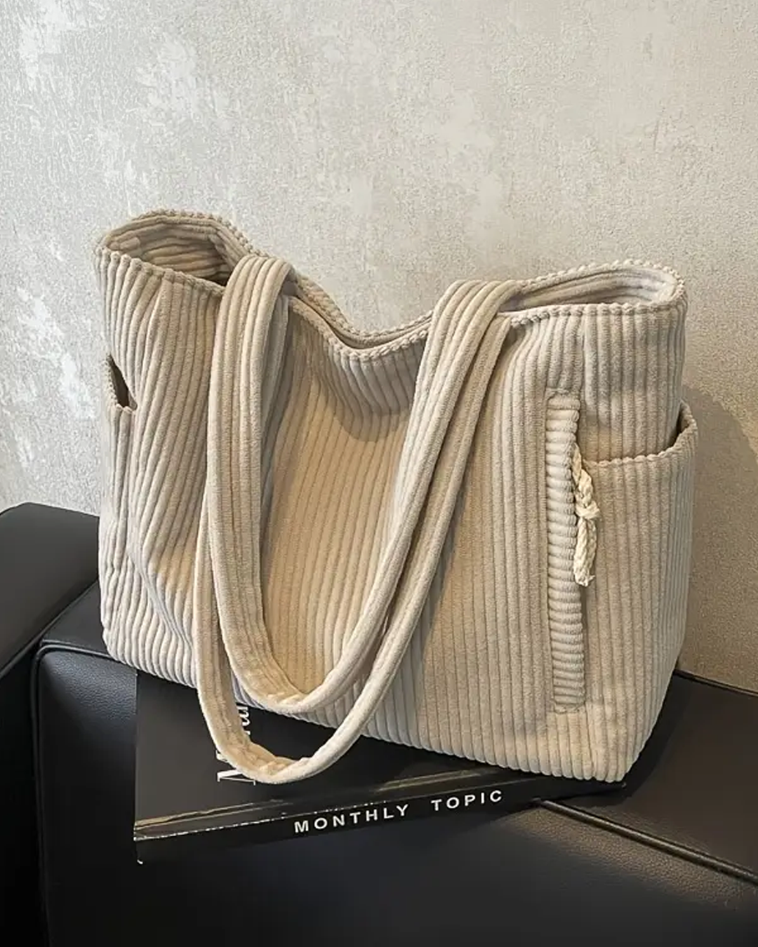 Tilda – Gerippte Tragetasche mit Kordeldetail