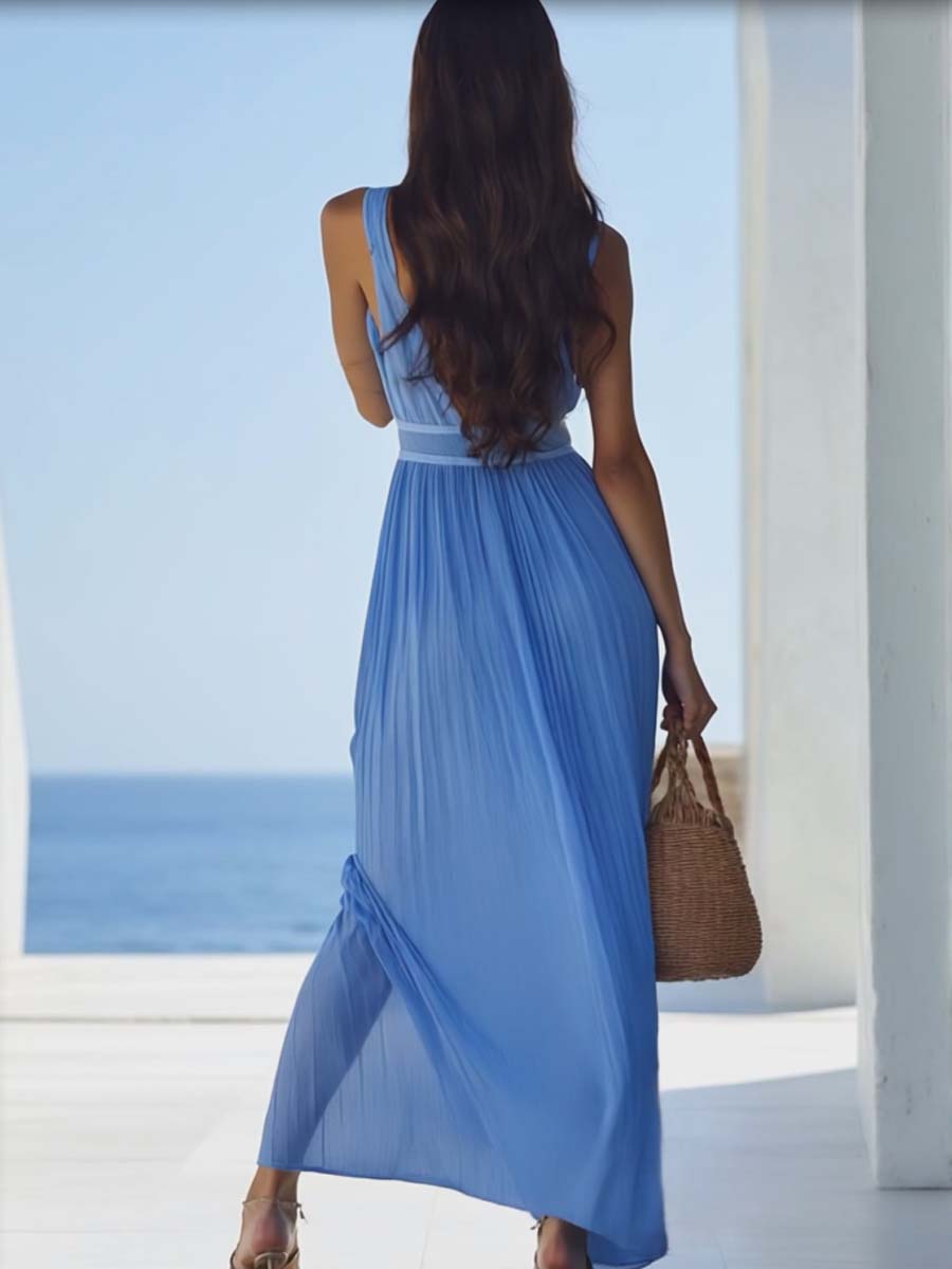 Aurora – Hellblaues Chiffon-Maxikleid von hoher Qualität