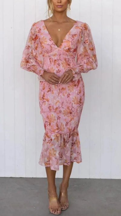Eva | Elegantes Rüschenkleid mit V-Ausschnitt
