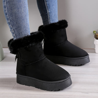 Stylische, thermogefütterte Plüschstiefel mit Schleife