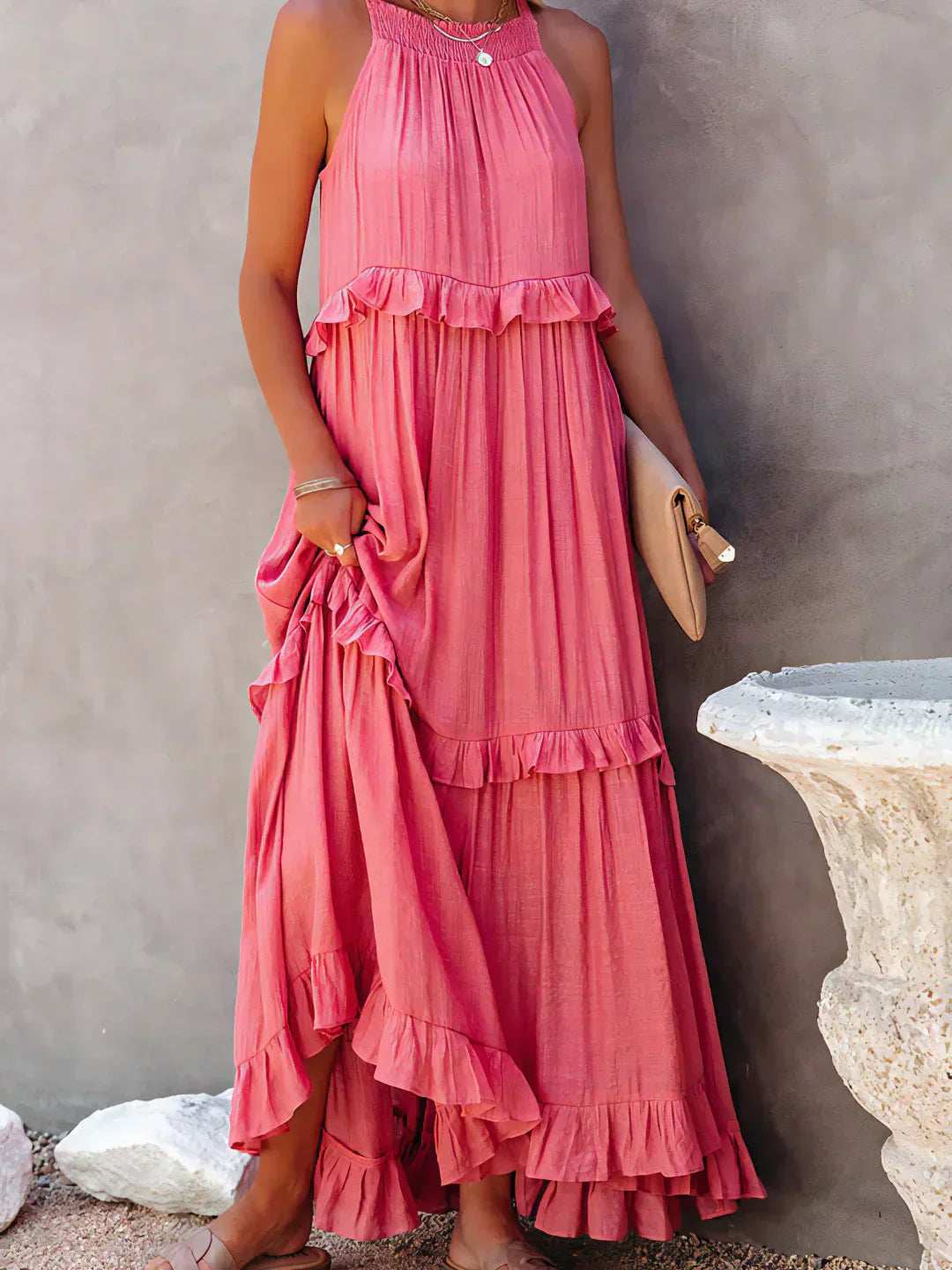 Christa | Schickes Neckholder-Rüschenkleid