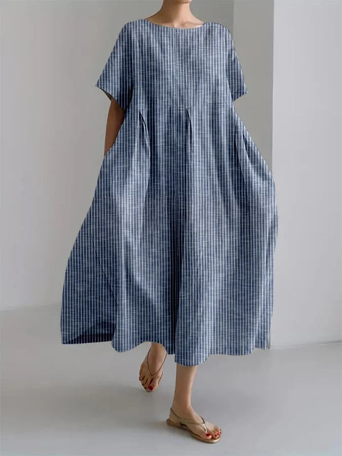 Lässiges Damenkleid mit Retro-Streifendesign und lockerem Schnitt