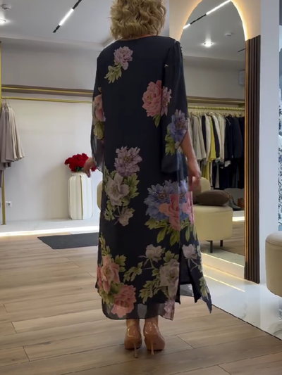 Einzigartiges Maxikleid mit Blumendruck