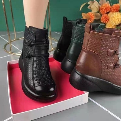 💥💥[30% DE RÉDUCTION][35-40] Collection printemps-automne 2025, bottines vintage femme en cuir véritable avec fermeture éclair latérale 