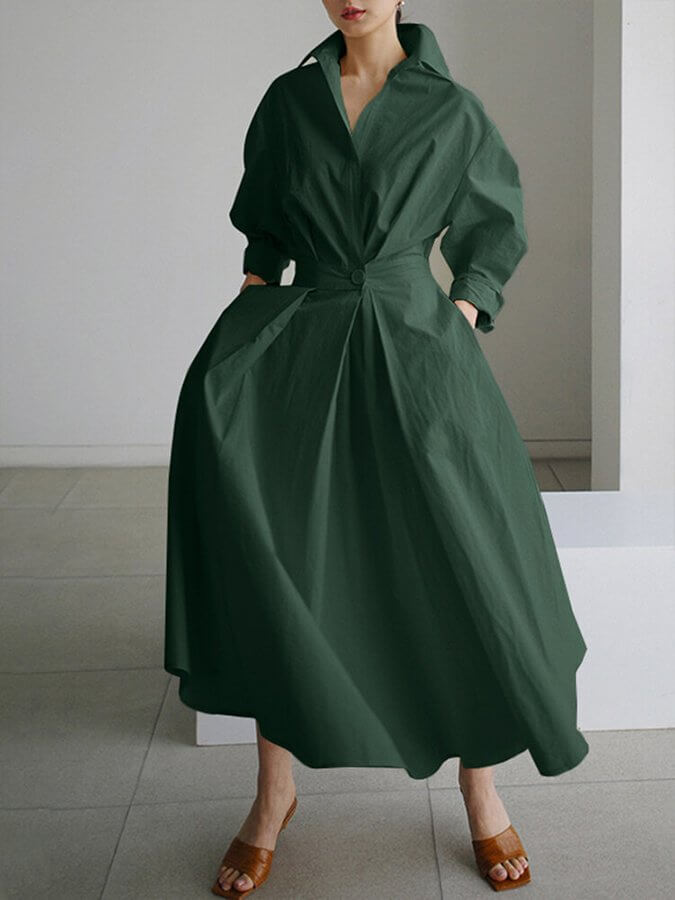 Mila | Stilvolles Hemd-Maxikleid