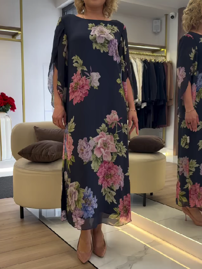 Einzigartiges Maxikleid mit Blumendruck