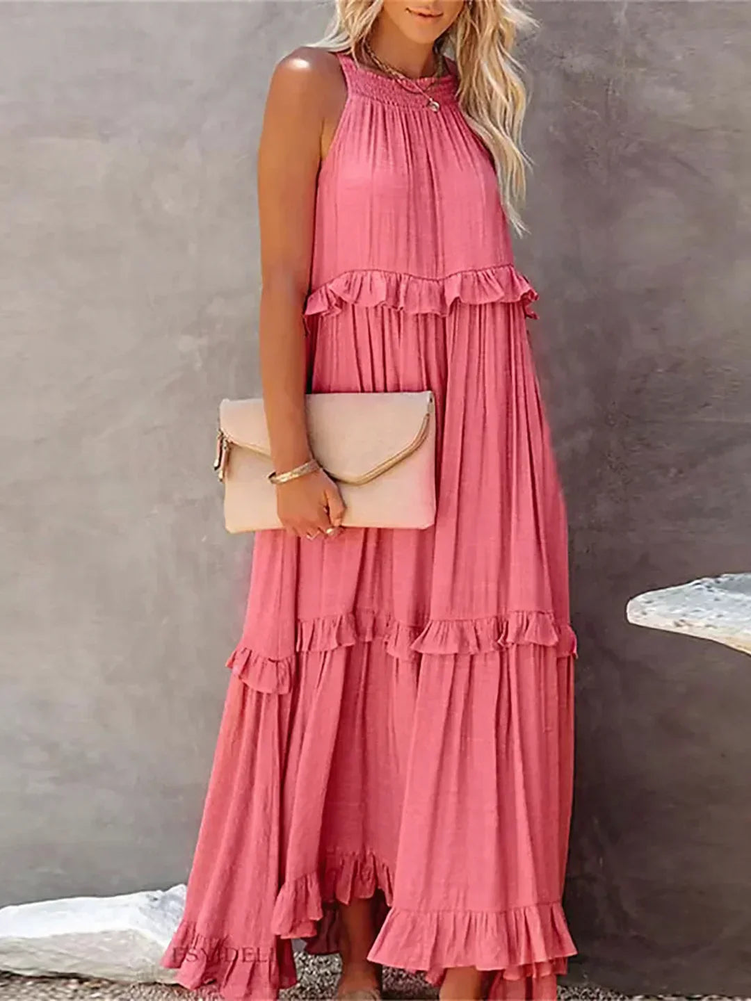 Christa | Schickes Neckholder-Rüschenkleid