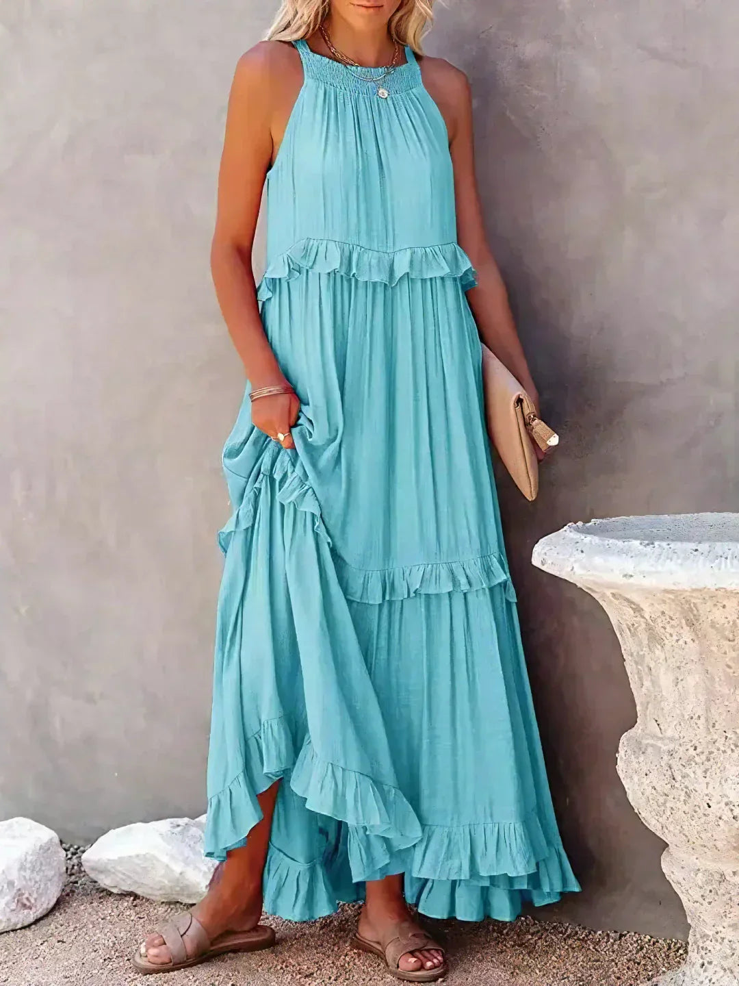 Christa | Schickes Neckholder-Rüschenkleid